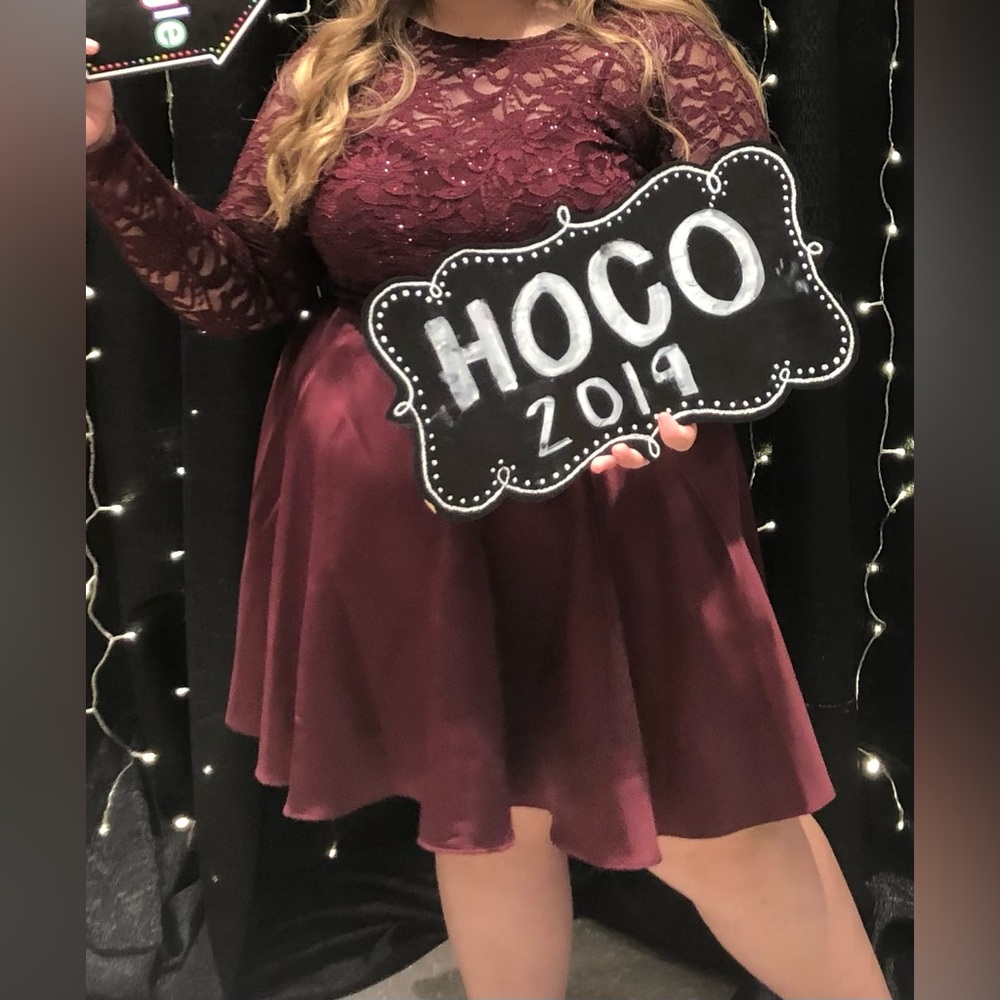2- piece Long sleeve maroon event dress